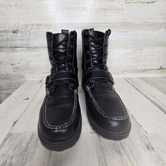 Cadillac Boots Mens 8.5 Black w/ Buckle Rare Motorcycle Biker Style 916974 - Picture 4 of 16